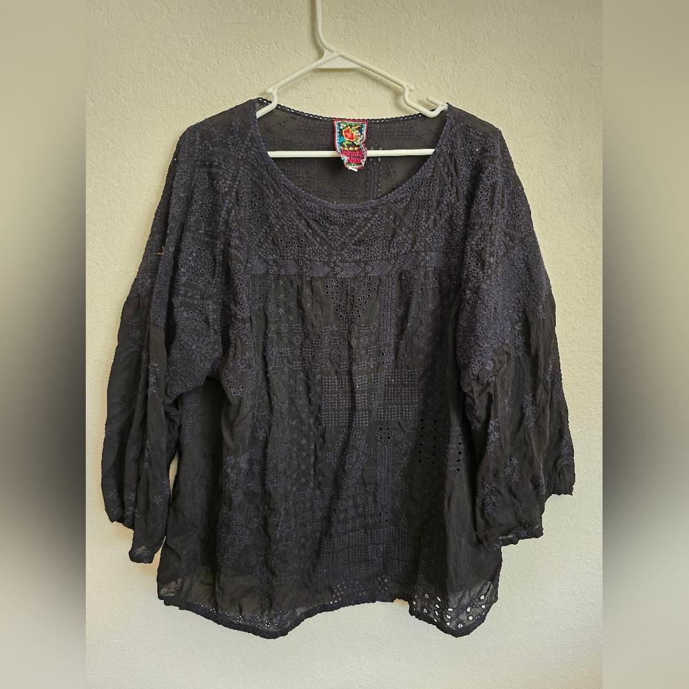 Johnny Was Black Lace Women's Top Sz L